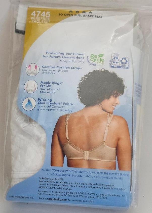 Image 1 of Women's Playtex 18 Hour Bra Sz 38DD 4745 White Ultimate Lift & 4 Way Support