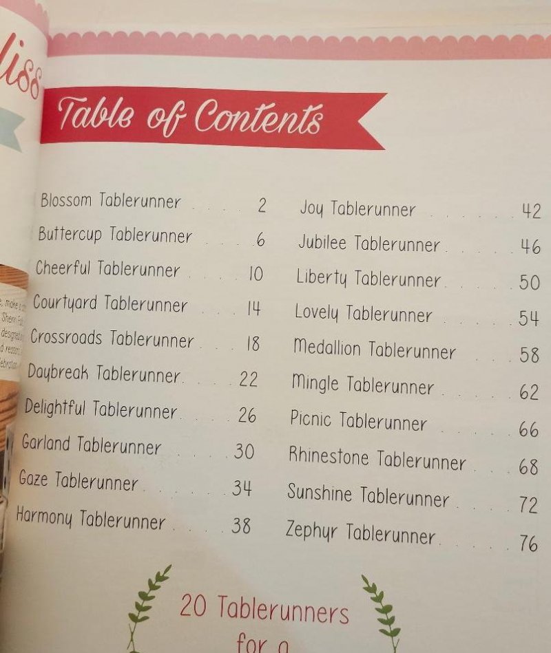 Image 1 of Tablerunner Bliss Softcover Book Booklet 20 Table Runners for a Stylish Home
