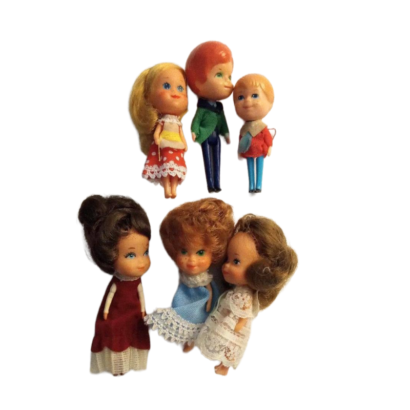 The Littles Vintage  1980 Doll Lot Pretend Play Dolls Jointed Toy Dollhouse Play