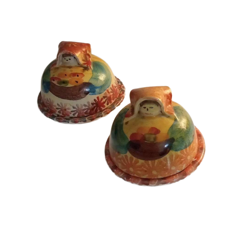 Italian Pair of Lady Salt Cellars Table Top Decor Handmade In Italy Hand painted