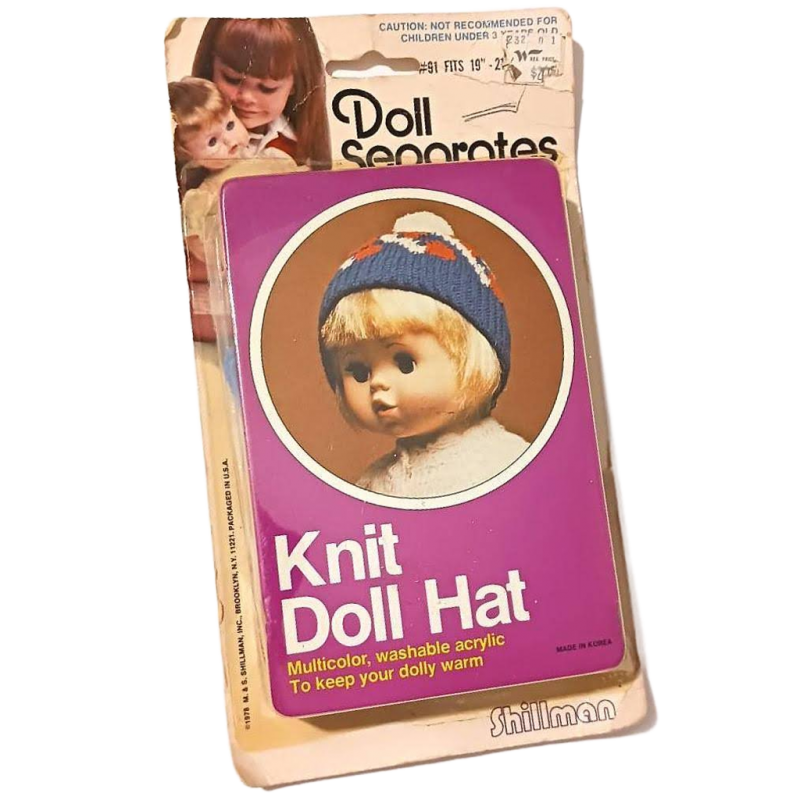Vintage 1970s Shillman Baby Doll Knit Hat Boy Girl 19 Inch Winter Attire