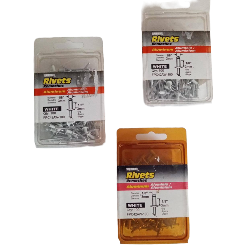 Surebonder Rivets Remaches Aluminum White 3mm 1/8 inches