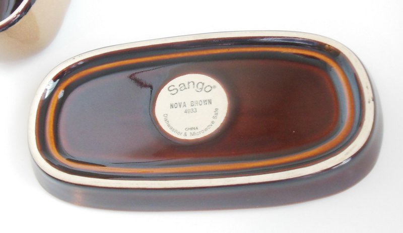 Image 3 of Sango Nova Brown Dishwasher and Microwave Safe Butter Dish Stoneware Number 4933