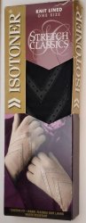 Women's Isotoner Gloves in Black Knit Lined One Size Stretch Classics Patterned