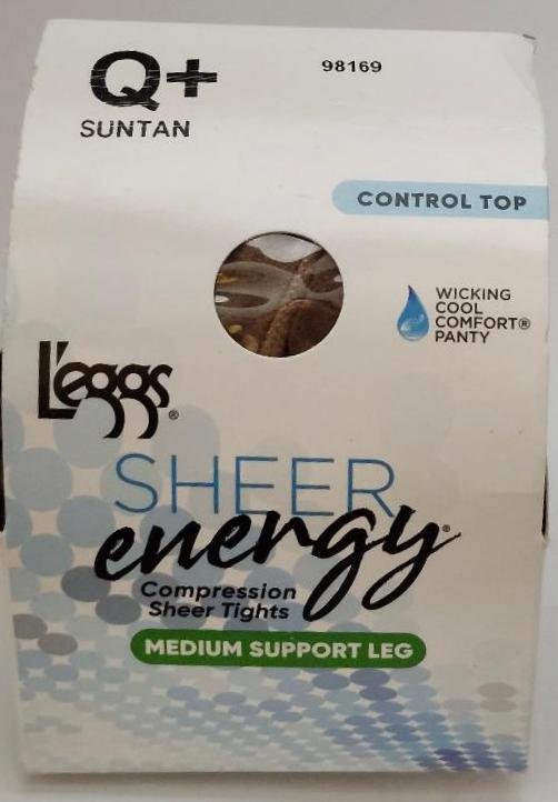 Image 0 of L'eggs Sheer Energy Compression Sheer Tights Pantyhose Control Top Q+ Suntan