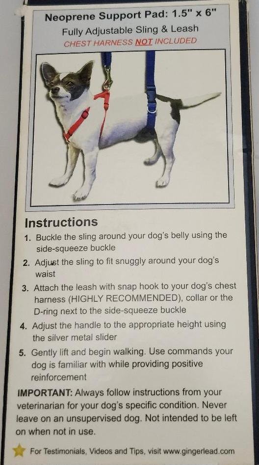 Image 1 of GingerLead Mini Rehabilitation Support to Help Dogs with Weak Hind Legs Walk