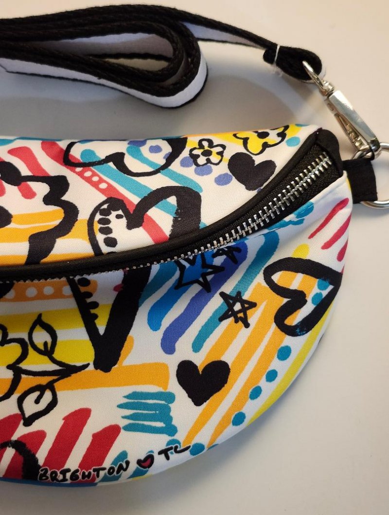 Image 2 of Graffiti Love Crossbody Belt Bag by Brighton Colorful Pink Purple Blue Yellow