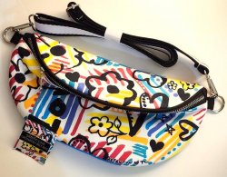 Graffiti Crossbody Belt Bag by Brighton Colorful Pink Purple Blue Yellow Black