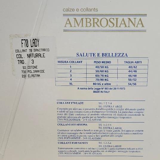 Image 1 of Women's Graduate Compression Health Line Tights Stockings Ambrosiana Sz M
