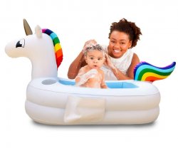 Portable Plur Baby Unicorn Inflatable Bathtub Ice Chest Rainbow Colors 6 to 24