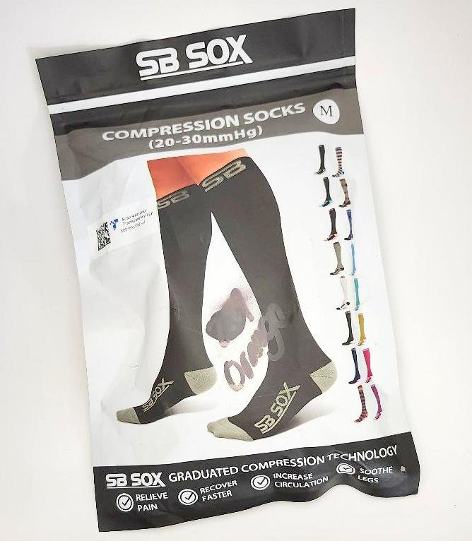 SB Sox Men's or Women's Graduated Compression Socks M Black 20 to 30 mmHg