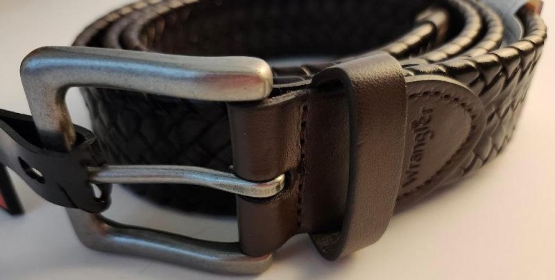 Image 2 of Mens Wrangler Brown Braided Belt Sz 46 to 48 inches XXL Silver Metal Buckle