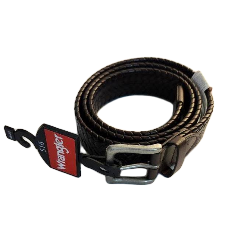 Mens Wrangler Brown Braided Belt Sz 46 to 48 inches XXL Silver Metal Buckle