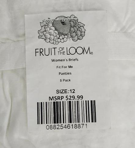 Image 1 of Women's Fruit of the Loom Fit For Me Panties Briefs White Size 12 Large 5 Pairs