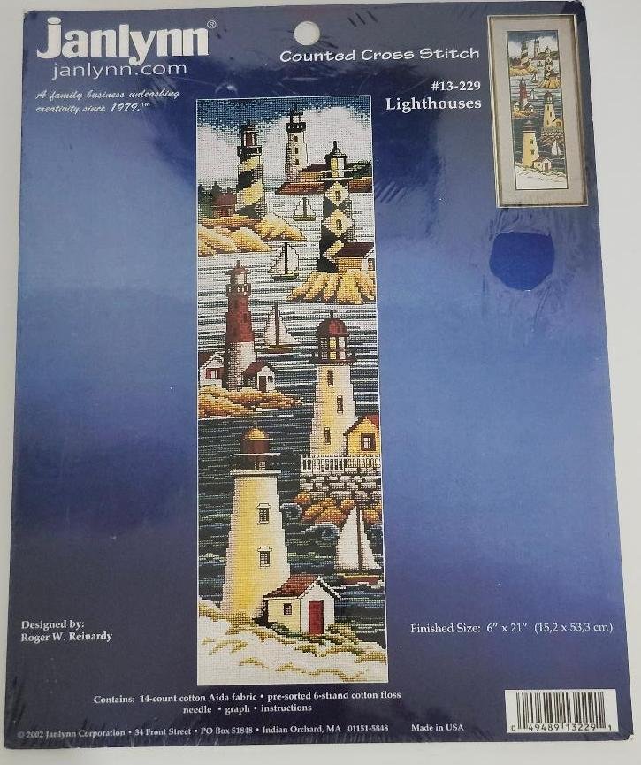 Image 1 of Janlynn Lighthouses Cross Stitch Kit Lighthouse 13229 Roger W. Reinardy