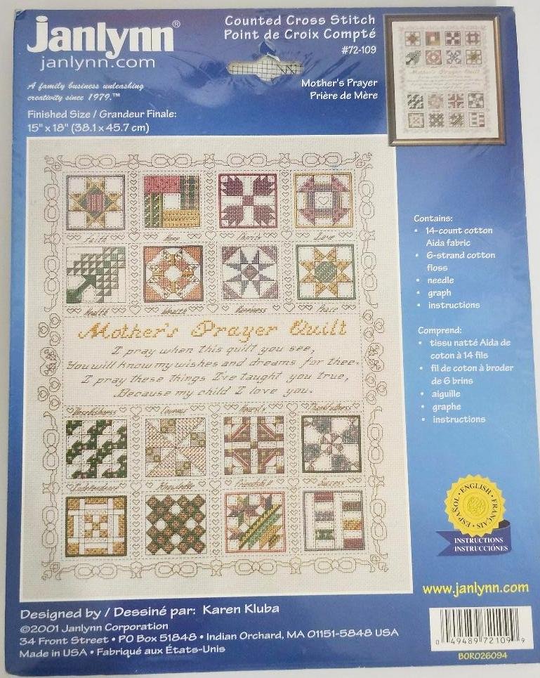 Janlynn Mother's Prayer Cross Stitch Kit Designed by Karen Kluba Quilt Pattern