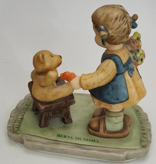 Image 1 of With Love Goebel BH 66 Berta Hummel Girl Holding Posies w/ Bear Figurine