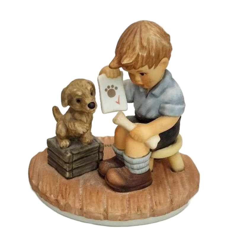 Clean Bill of Health Goebel Figurine BH 81 Berta Hummel Boy w/ Chart for Dog