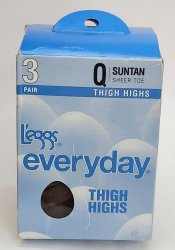 Women's Hosiery L'eggs Everyday Thigh Highs 3 Pairs Size Q Suntan Sheer Toe