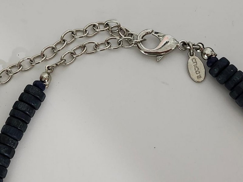Image 4 of Women's Chicos Layered Necklace Lucite Wood Silver Different Shaped Beads 23