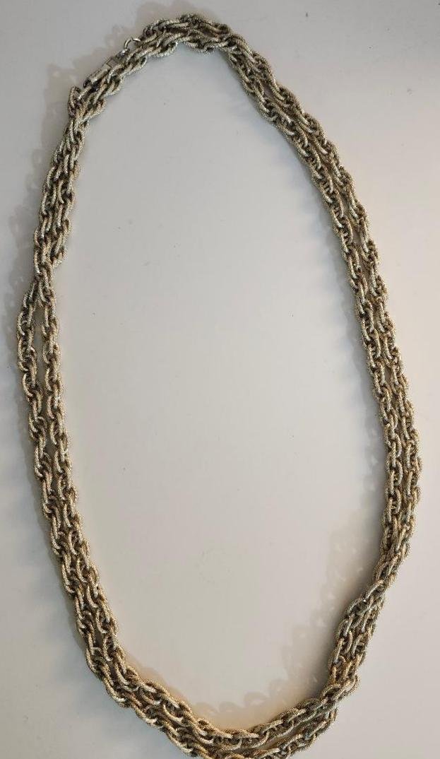 Image 2 of Women's 56 Inch Flapper Necklace Vintage Germany Long Silver Tone Rope Jewelry