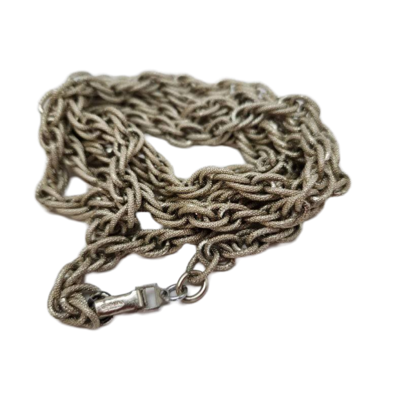Womens 56 Inch Flapper Necklace Vintage Germany Long Silver Tone Rope Jewelry