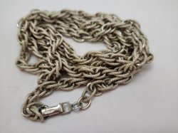 Women's 56 Inch Flapper Necklace Vintage Germany Long Silver Tone Rope Jewelry