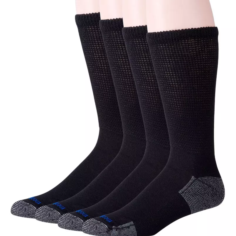 Men's Medipeds Diabetic Socks Black Crew XL Mens Nano Glide 4 Pairs Socks