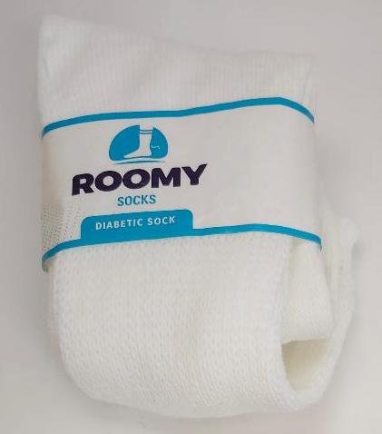 Image 0 of Men's Roomy Diabetic Socks White Sz 10 to 13 Mens Stretch White Crew Socks