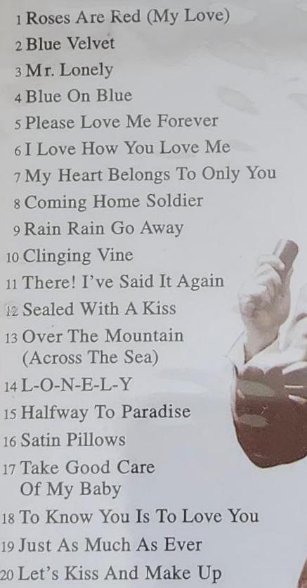 Image 1 of Bobby Vinton 20 All Time Greatest Hits CD Roses are Red My Love Violets Are Blue
