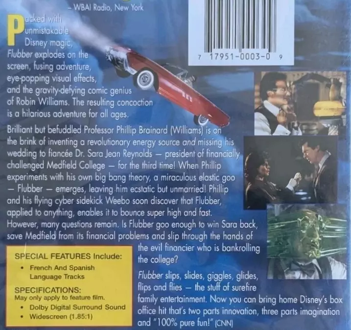 Image 1 of Robin Williams Disney's Flubber DVD Movie Comedy Widescreen PG