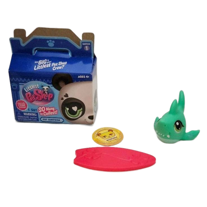 Littlest Pet Shop Pet Surprise Green Whale w/ Pink Surfboard Series 1 One
