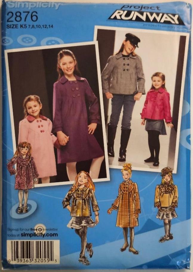 Simplicity Sewing Pattern 2876 Project Runway Sz 7 8 10 12 14 Girls Child