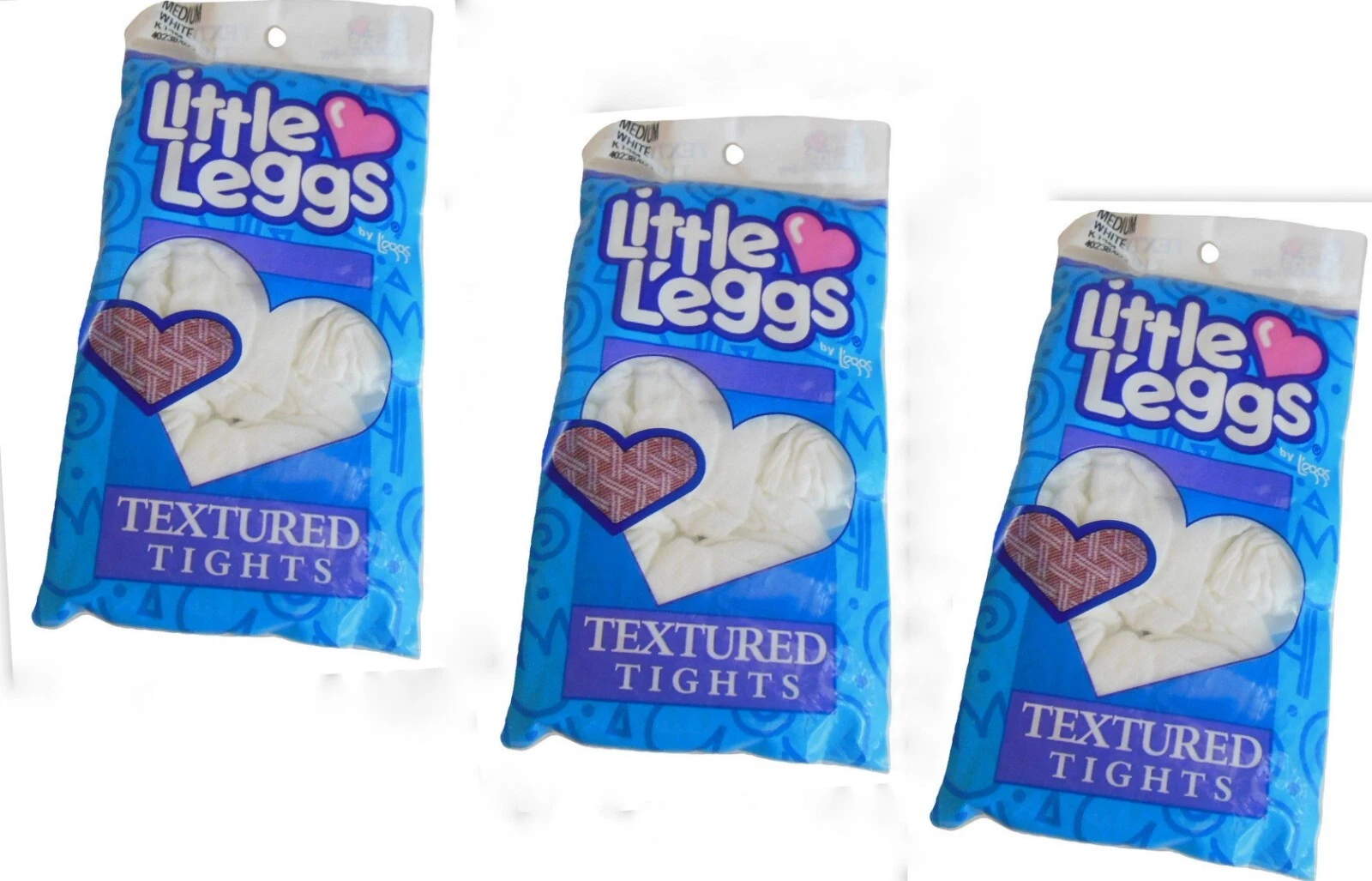 Little L'eggs Textured Tights for Girls Childrens White Hosiery Medium Vintage
