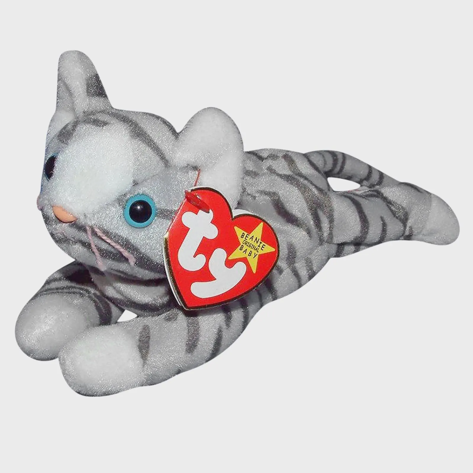 TY Beanie Babies Prance Gray Striped Cat Kitten Pink on Tush Tag w/ Numbers 109 