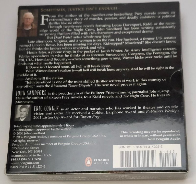 Image 1 of Audiobook 2006 Abridged John Sandford Dead Watch Read byu Eric Conger
