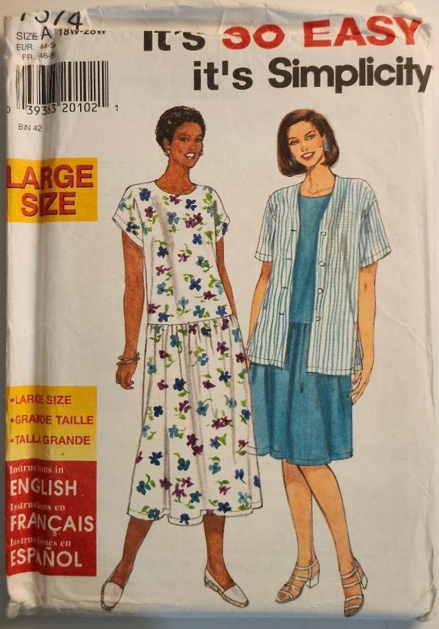 Image 0 of Simplity 7574 Plus Size Womens Sewing Pattern Jacket and Dress 18W 26W