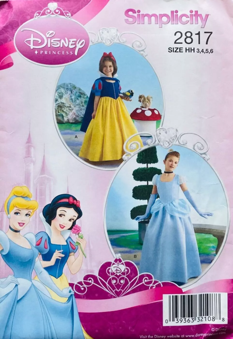 Disney Simplicity Sewing Pattern 2817 Girls Child 3 4 5 6 Snow White Cinderella