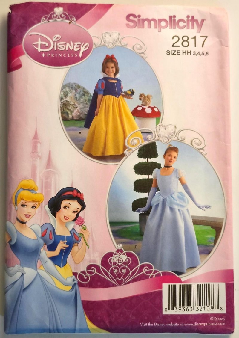Image 1 of Disney Simplicity Sewing Pattern 2817 Girls Child 3 4 5 6 Snow White Cinderella