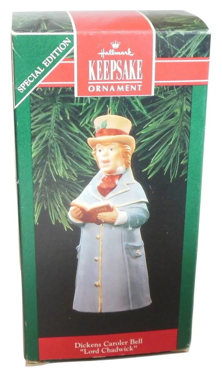 Image 0 of Hallmark Lord Chadwick Dickens Caroler Bell Christmas Ornament QX4554 1992