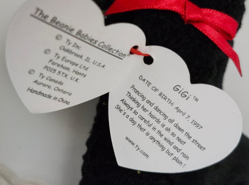 Image 5 of TY GIGI Beanie Baby Original Black Poodle w/ Error 1997 1998 Vintage