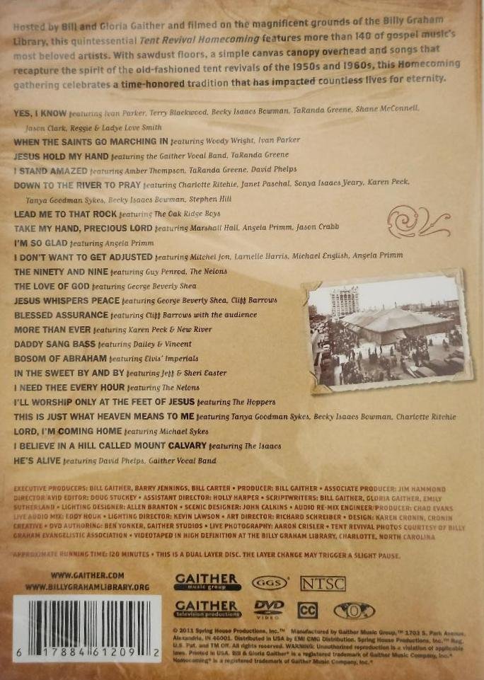Image 1 of Bill & Gloria Gaither Gospel Series Tent Revival Homecoming Billy Graham DVD