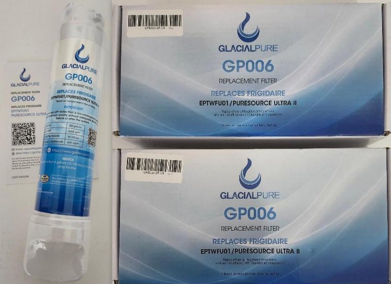 Refrigerator Water Replacement Filter GP006 EPTWFU01 GlacialPure Ultra II 4ct