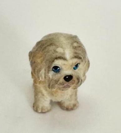 Image 1 of Puppy in my pocket Flocked Fuzzy Maltese Dog Pretend Toy Figurine Grey Brown