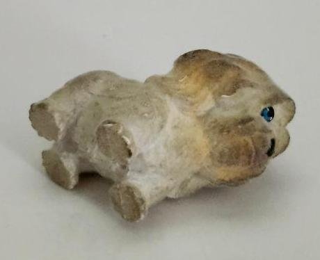 Image 3 of Puppy in my pocket Flocked Fuzzy Maltese Dog Pretend Toy Figurine Grey Brown
