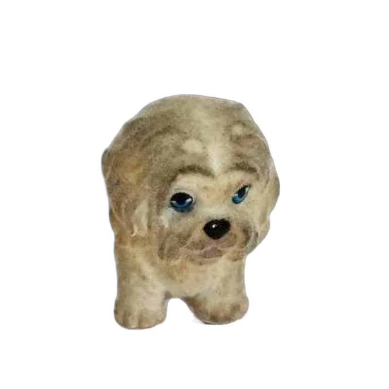 Image 0 of Puppy in my pocket Flocked Fuzzy Maltese Dog Pretend Toy Figurine Grey Brown