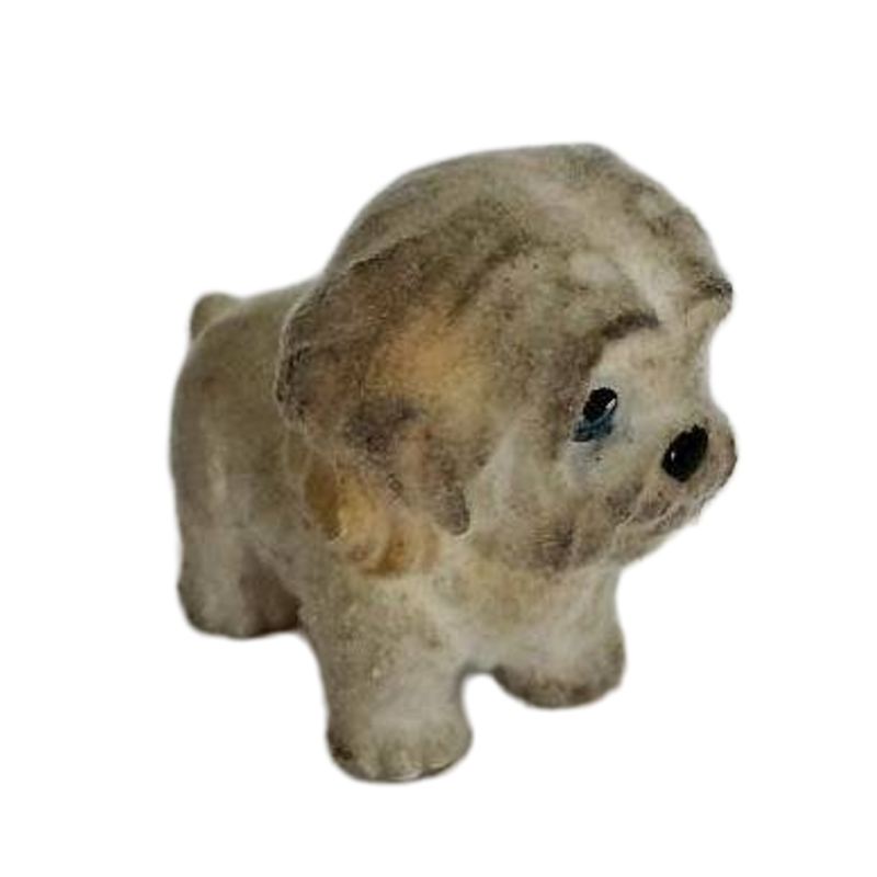 Image 1 of Puppy in my pocket Flocked Fuzzy Maltese Dog Pretend Toy Figurine Grey Brown
