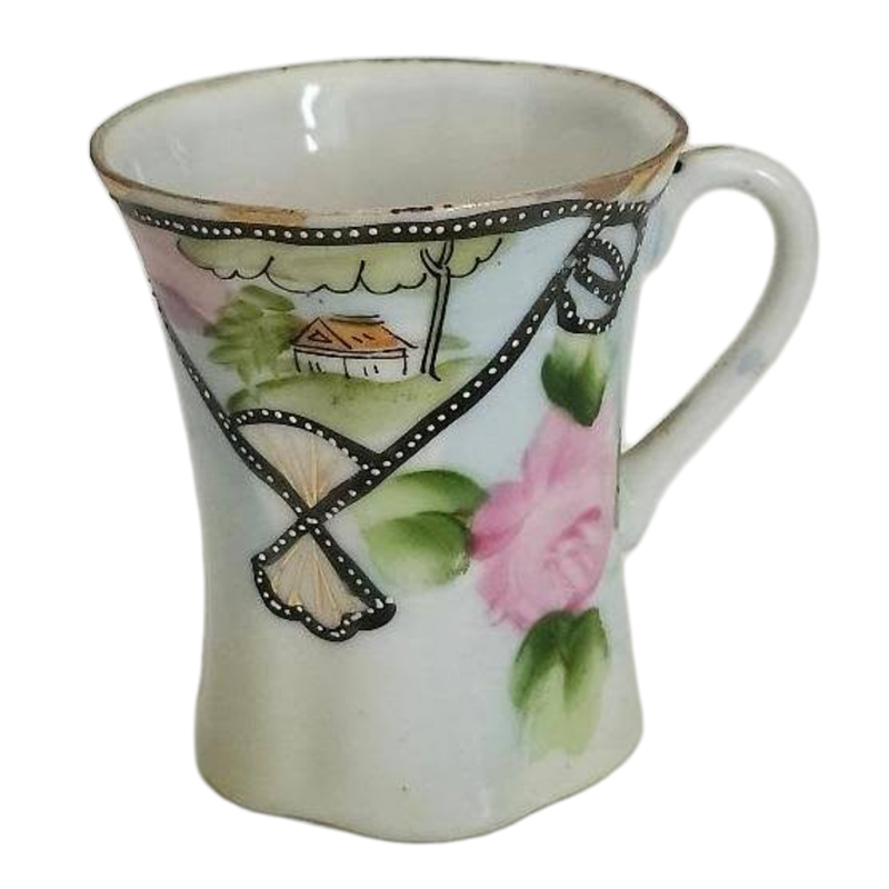 Antique Nippon Japan Cup Tea Cup Hand Painted House Pink Roses Raised Dots