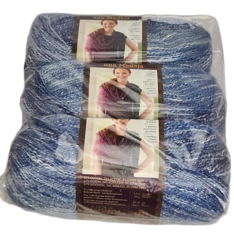 Shawl In A Ball Knitting Yarn Blue Sparkle Wind Chimes Lot Crafts Lion Brand