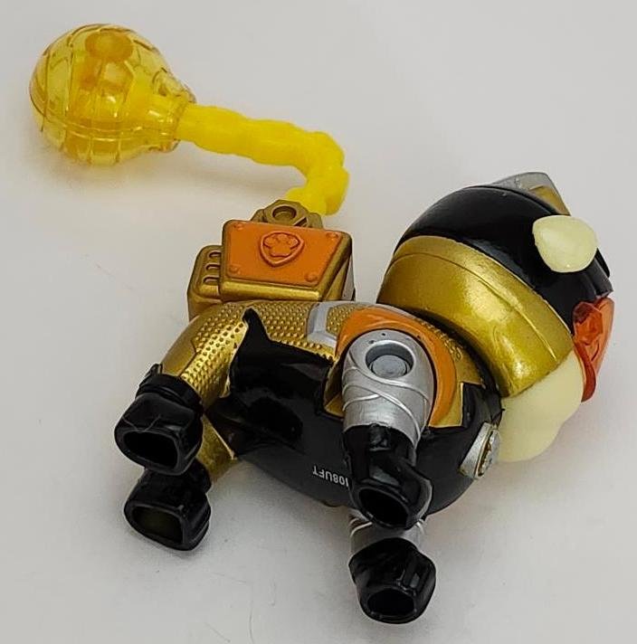 Image 2 of Paw Patrol Mighty Pups Super Paws Line Featuring Rubble Toy Figure Yellow Orange